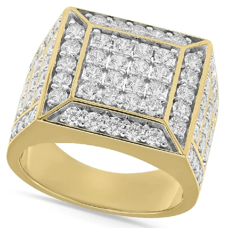 3Ct Diamond Men's Cluster Anniversary Wedding Ring in 10k Yellow Gold