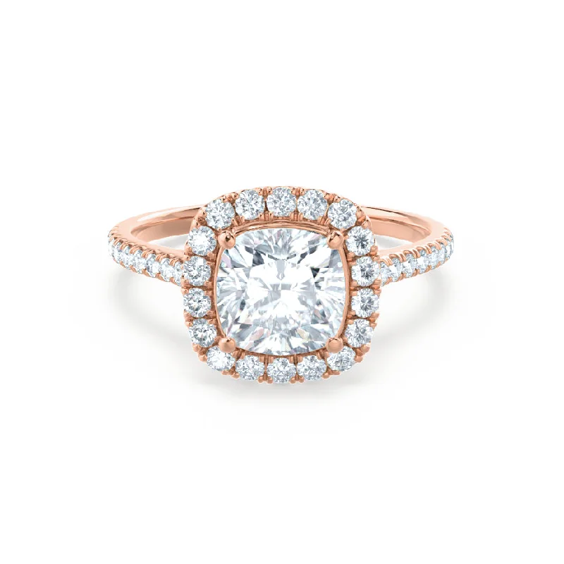 VIOLETTE - Cushion Diamond Petite Halo 18k Rose Gold Engagement Ring