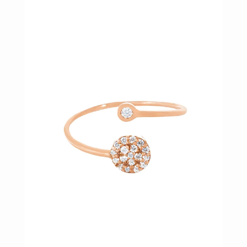 Double Circle Pave 18K Rose Gold Ring w. Diamonds