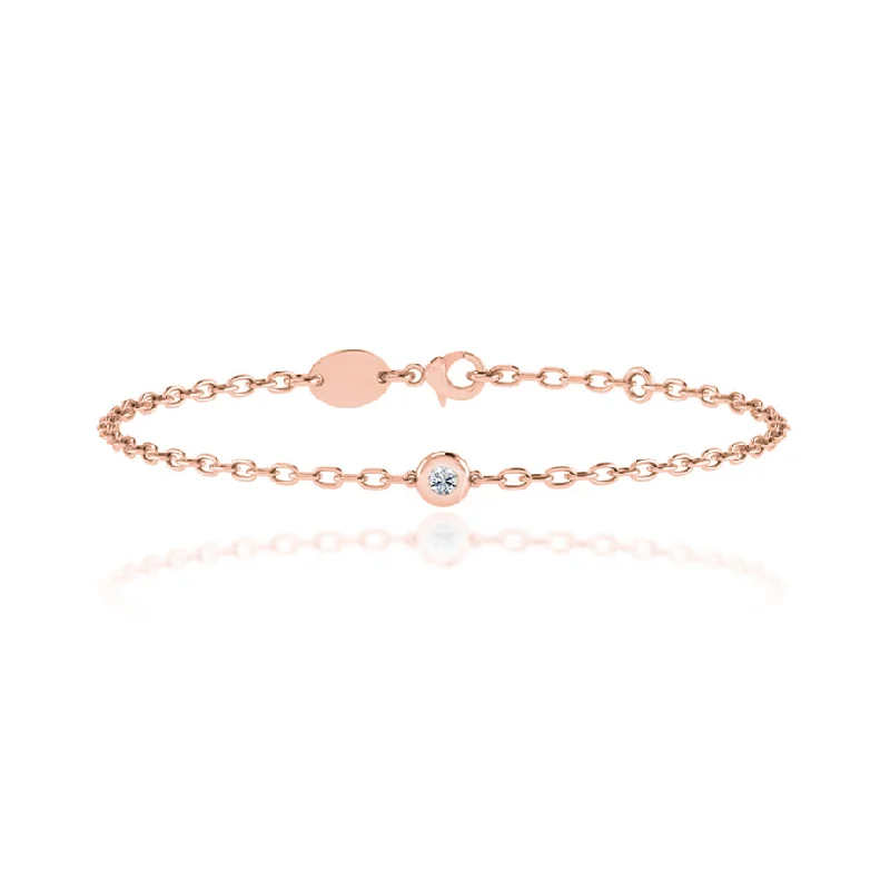 AMBER - Lab Diamond Bezel Solitaire Bracelet 18k Rose Gold