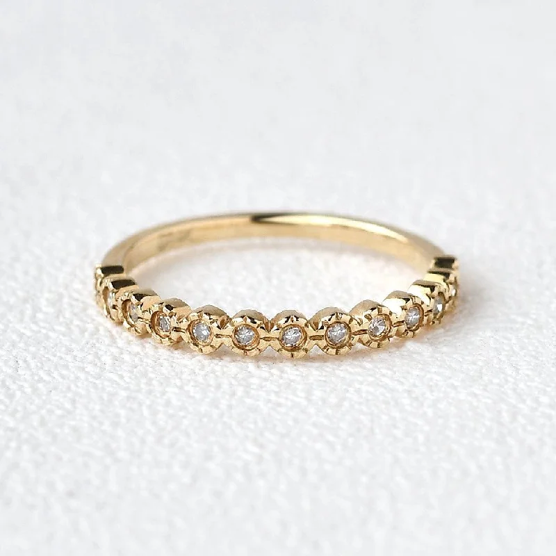 Art Deco Moissanite Yellow Gold Stacking Ring