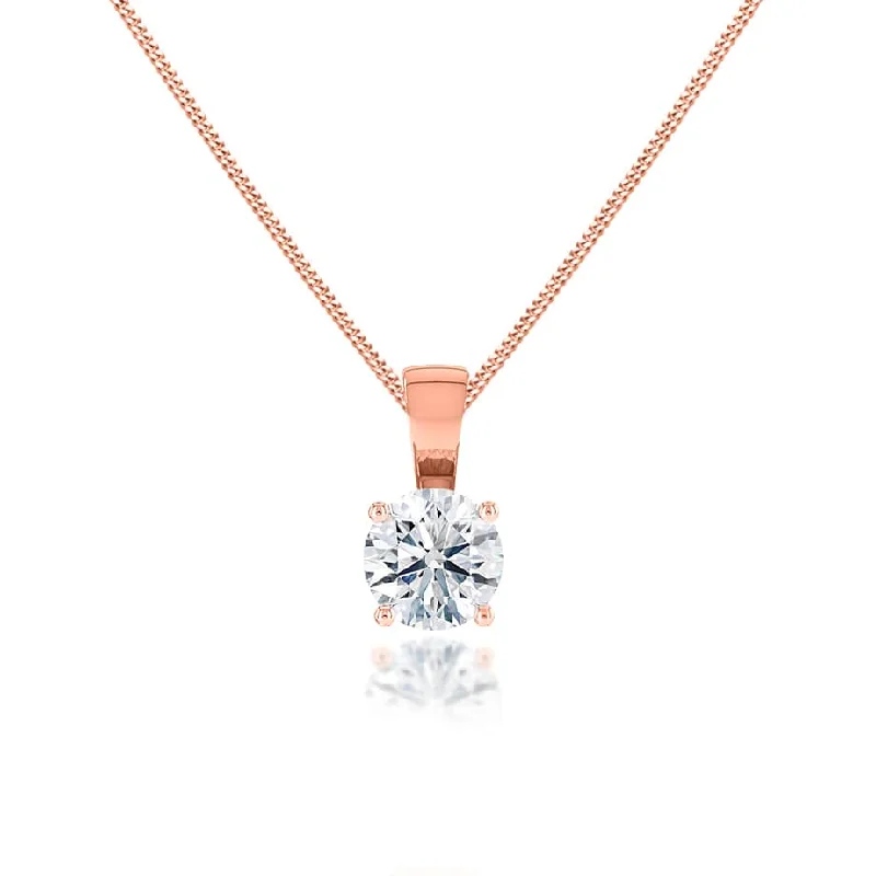 AURORA - Round Lab Diamond 18k Rose Gold Solitaire Pendant