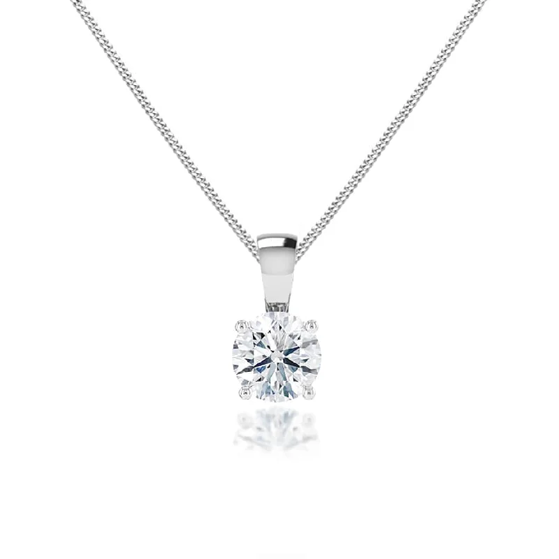 AURORA - Round Lab Diamond 18k White Gold Solitaire Pendant