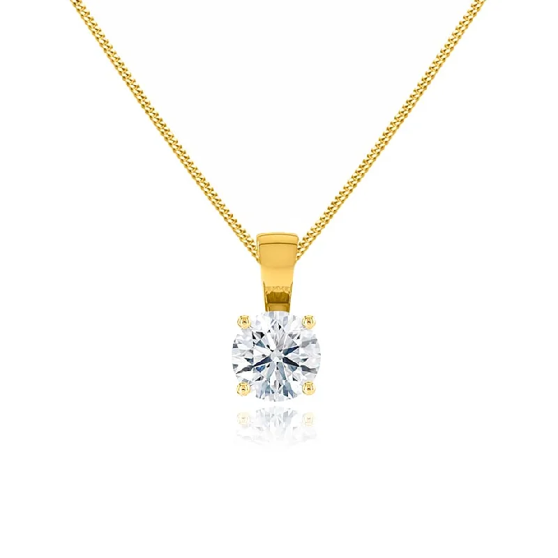 AURORA - Round Lab Diamond 18k Yellow Gold Solitaire Pendant