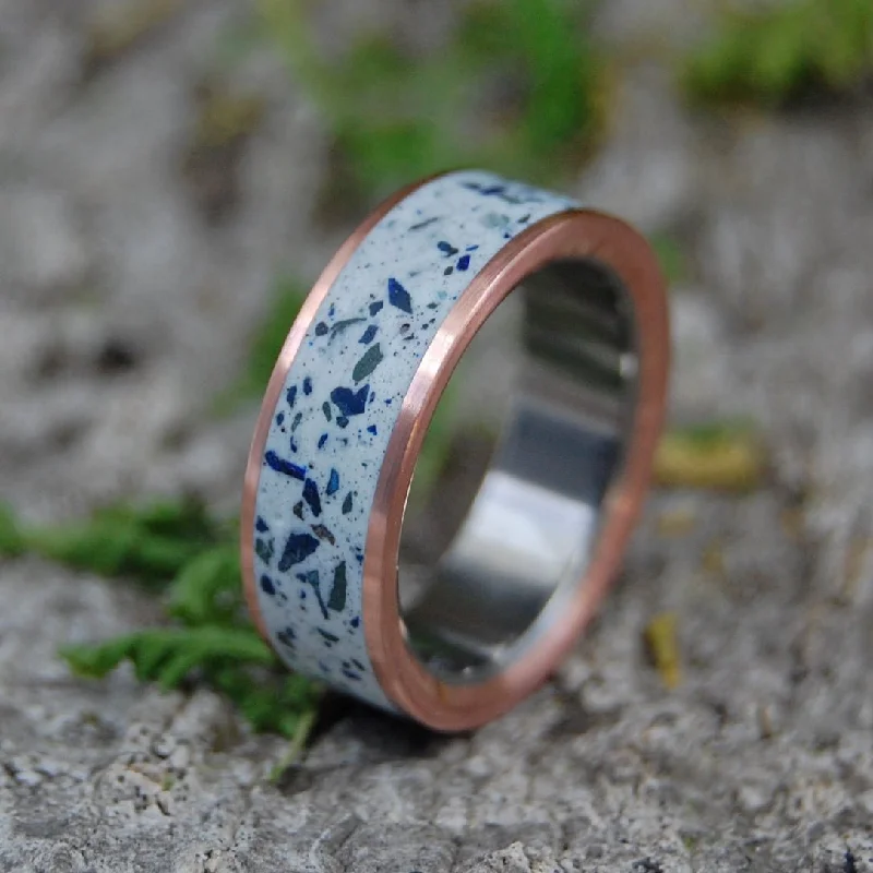 Azurite Beach Sand | Men's Beach Sand, Copper & Titanium Wedding Ring