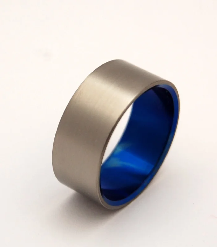 Brushed And Blue | Men's Titanium & Blue Titanium Wedding Ring