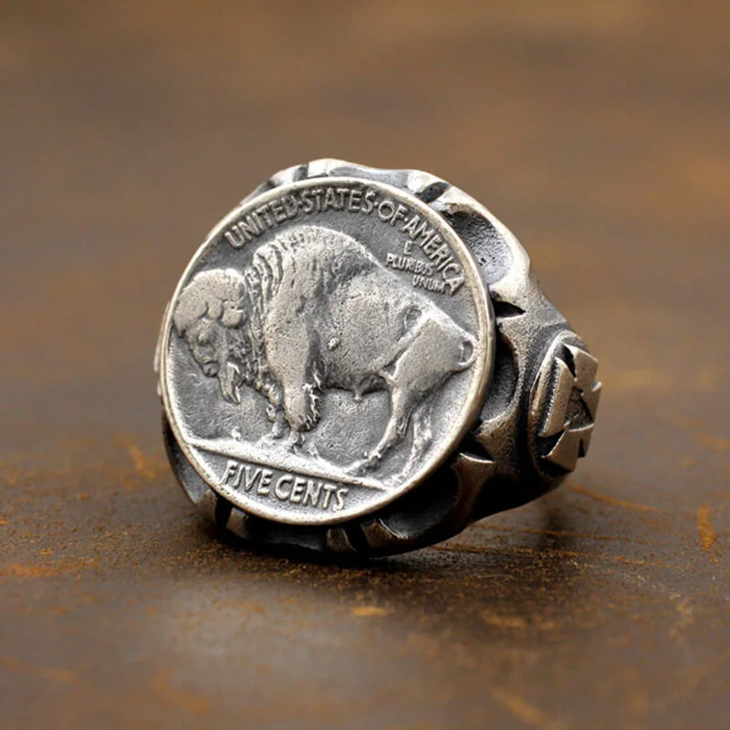 Buffalo Coin Sterling Silver Punk Ring