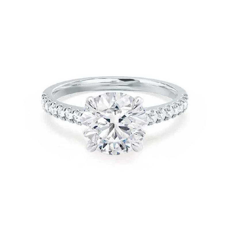 VIOLA - Round Diamond Shoulder 18k White Gold Set Engagement Ring