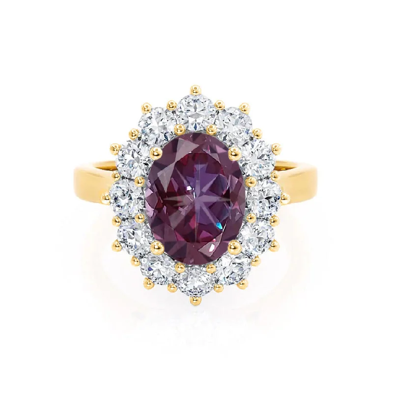 DIANA - Chatham® Alexandrite & Lab Diamond 18k Yellow Gold