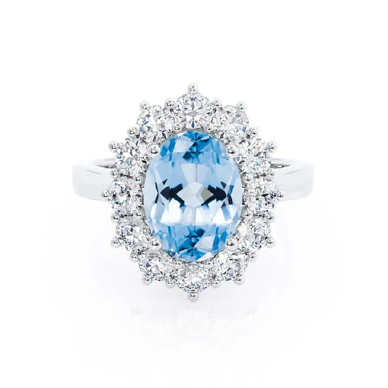 DIANA - Chatham® Aqua Spinel & Lab Diamond 950 Platinum Halo