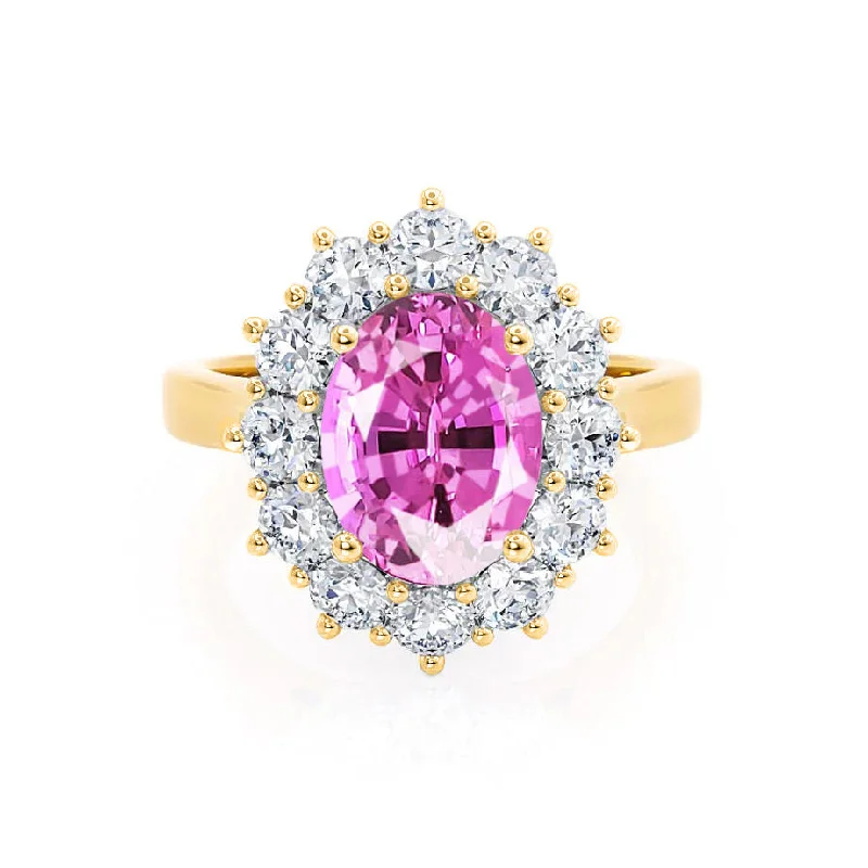 DIANA - Chatham® Pink Sapphire & Lab Diamond 18k Yellow Gold