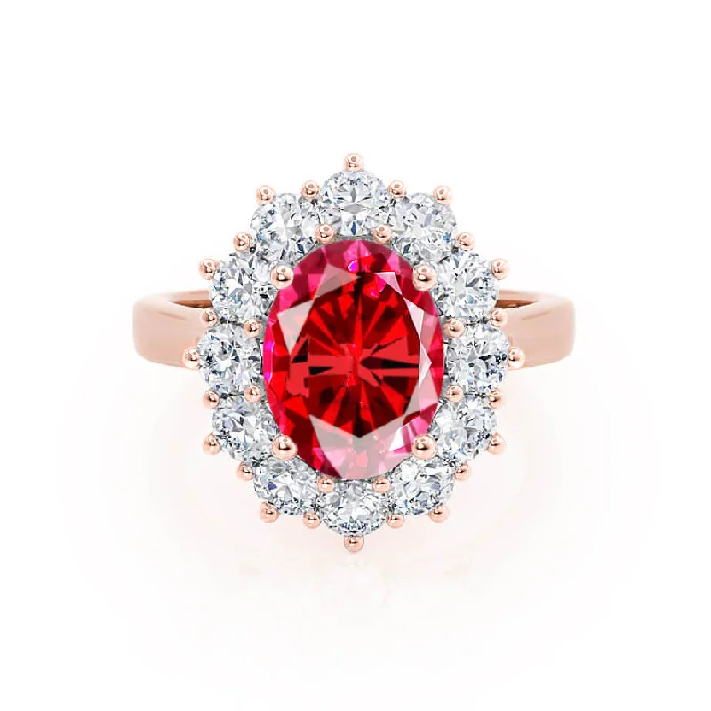 DIANA - Chatham® Ruby & Lab Diamond 18k Rose Gold