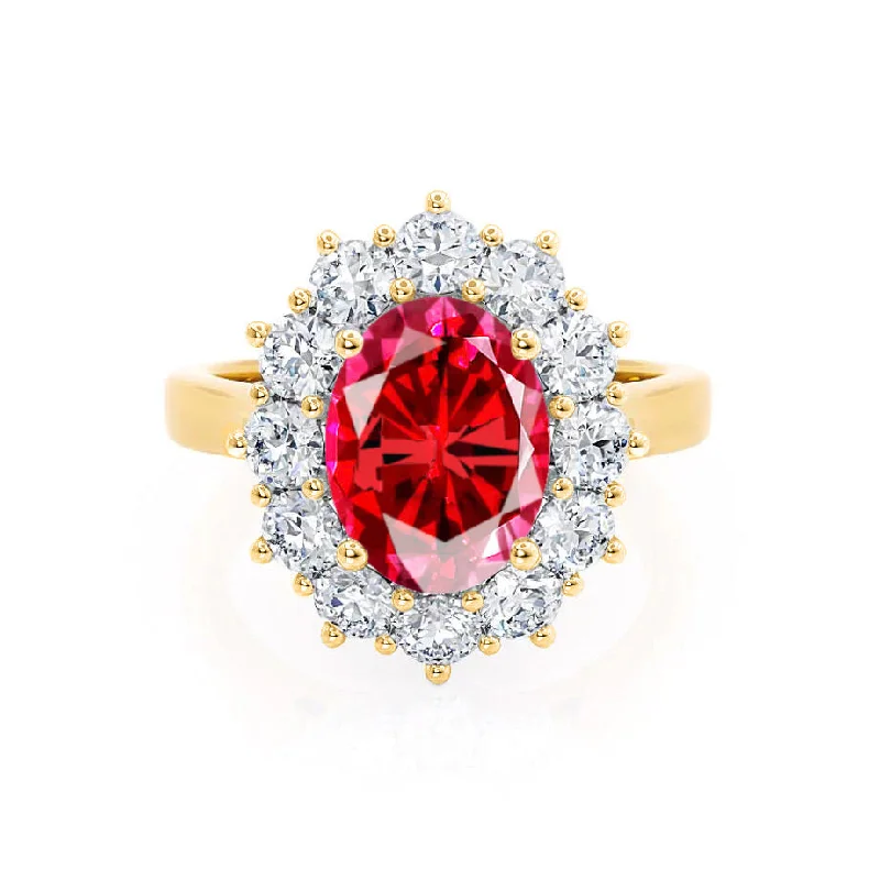 DIANA - Chatham® Ruby & Lab Diamond 18k Yellow Gold