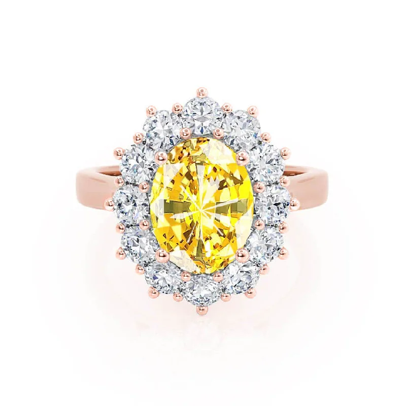 DIANA - Chatham® Yellow Sapphire & Lab Diamond 18k Rose Gold