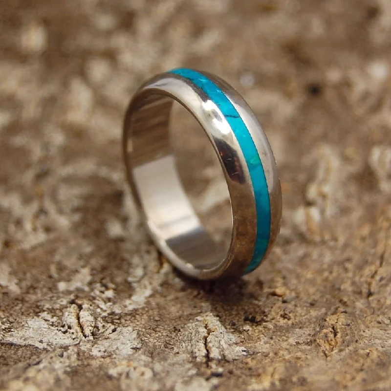 Chrysocolla Sea Dome | Men's Chrysocolla Stone & Titanium Wedding Ring