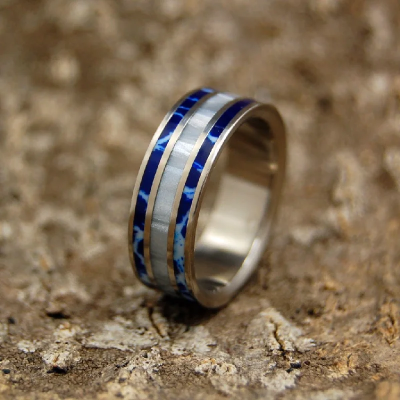 Cobalt Blue | Men's Cobalt Stone, Marbled Resin & Titanium Wedding Ring