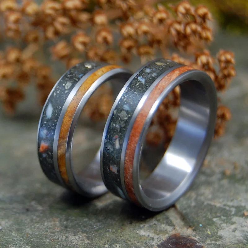 Miner Set | Fool's Gold, Deer Antler & Sugar Maple Wood Wedding Ring Set