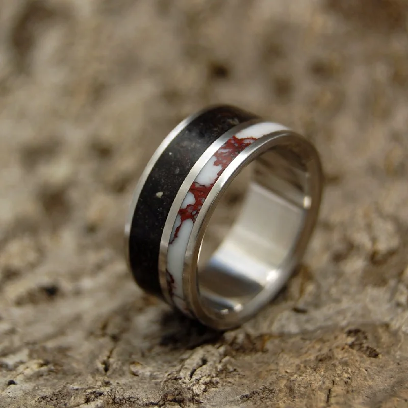 Wild Horse On Vik Beach | Women's Lava, Icelandic Beach Sand & Titanium Wedding Ring