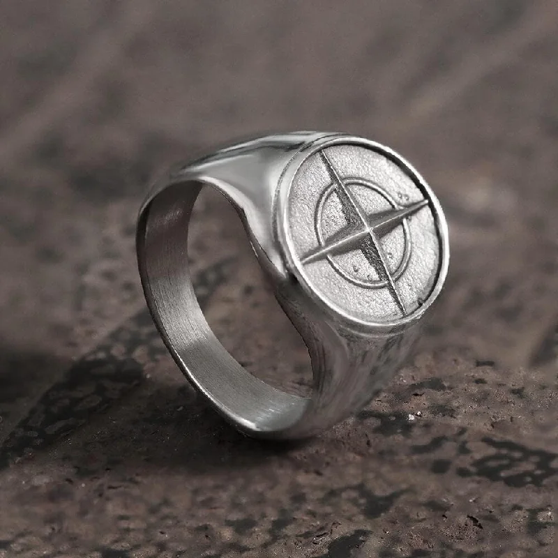 Cross Star Pattern Stainless Steel Ring