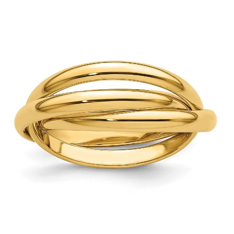 Curata 14k Yellow Gold Hollow Polished Rolling Ring