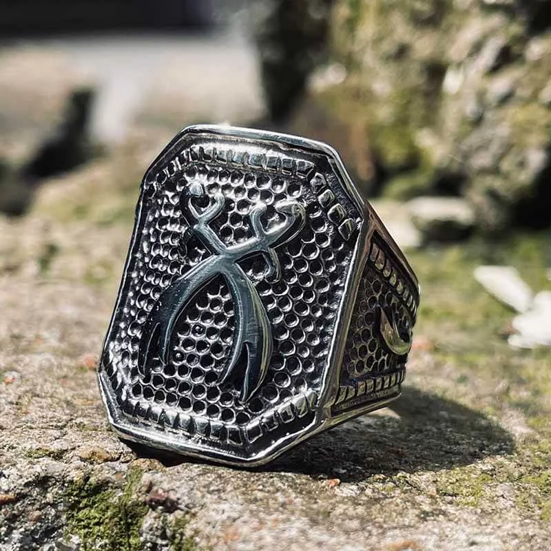 Double Zulfiqar Sword Stainless Steel Ring