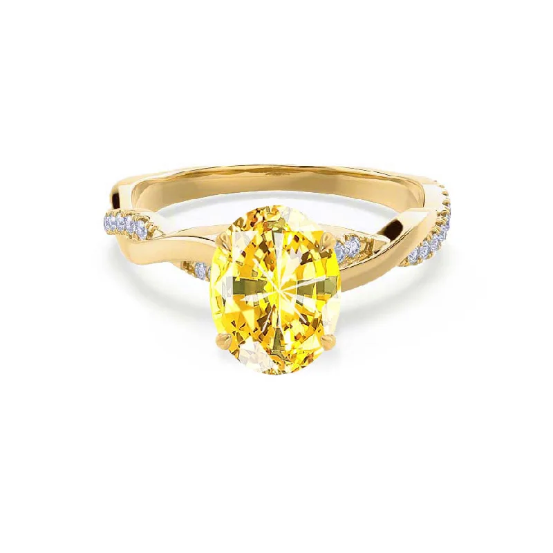 EDEN - Chatham® Oval Yellow Sapphire & Diamond 18k Yellow Gold Vine Solitaire Ring