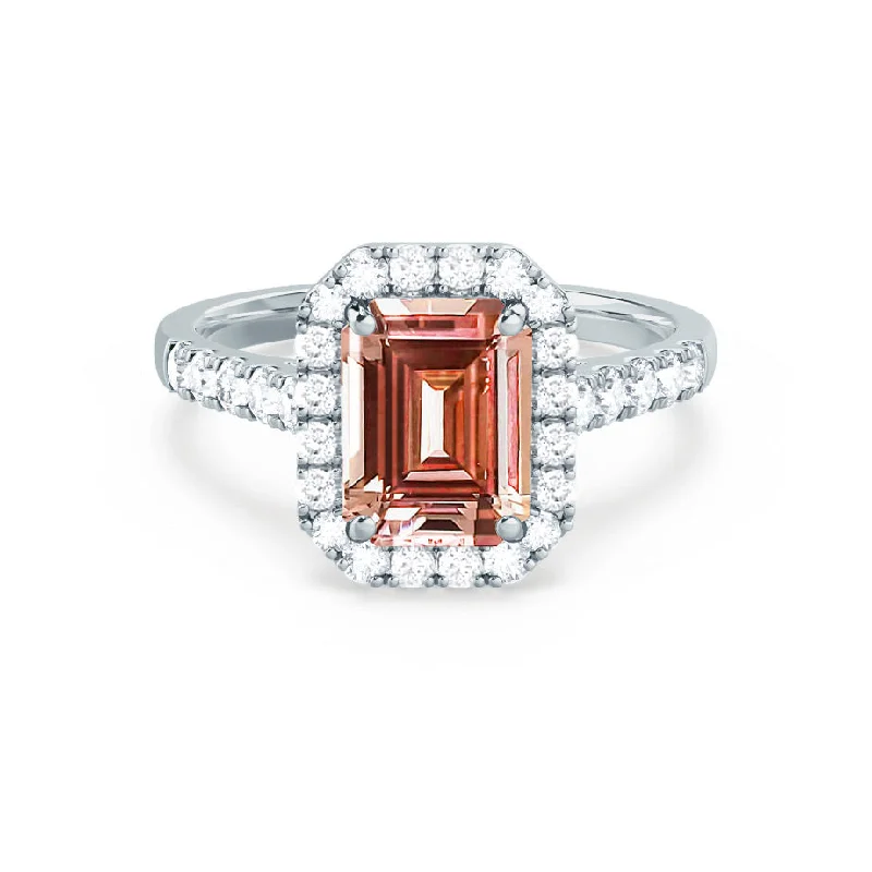 ESME - Chatham® Emerald Lab-Grown Champagne Sapphire & Diamond Platinum 950 Halo