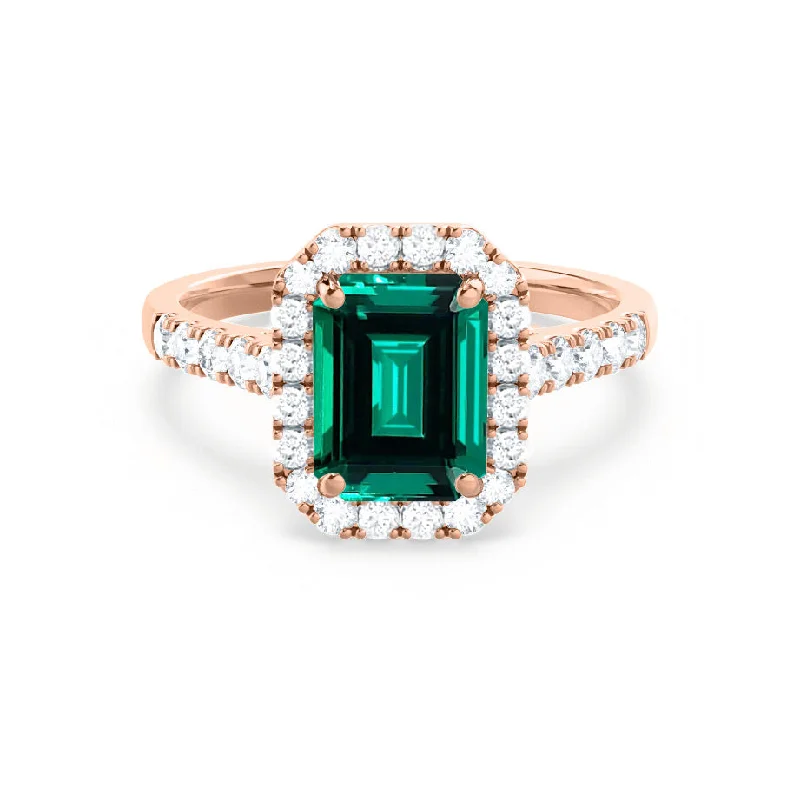 ESME - Emerald Lab-Grown Emerald & Diamond 18K Rose Gold Ring