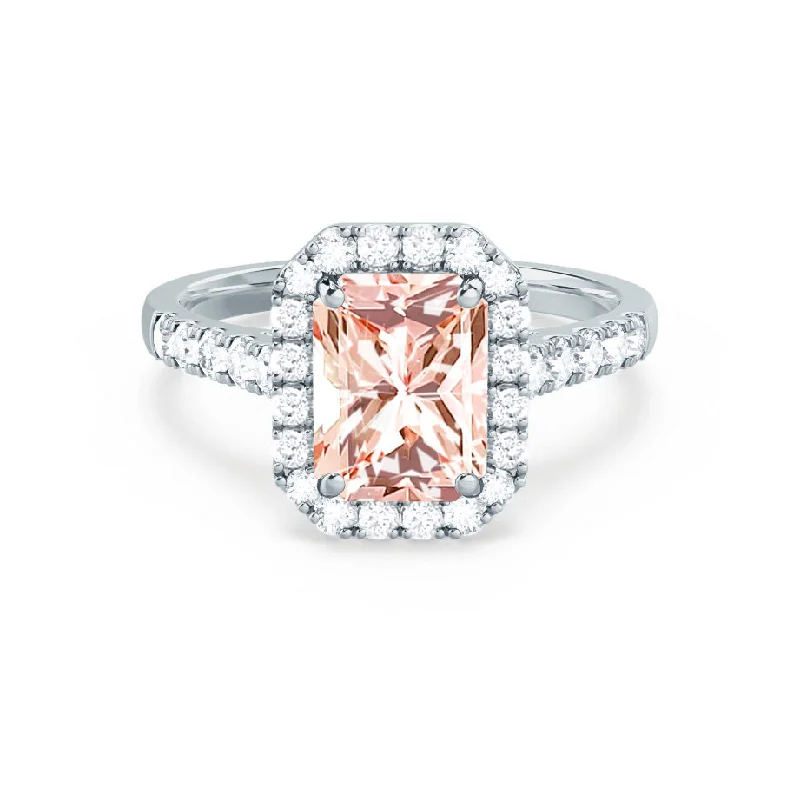 ESME - Chatham® Radiant Lab-Grown Champagne Sapphire & Diamond Platinum 950 Halo