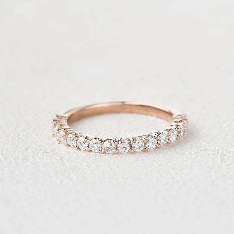 Felicegals Round Cut Moissanite White Gold Half Eternity Ring