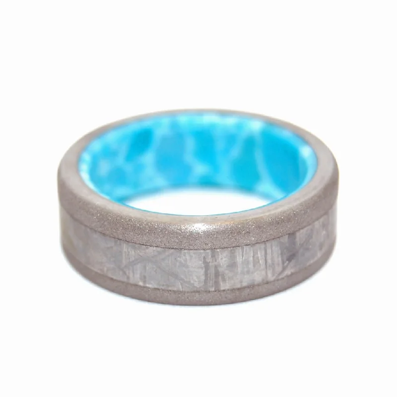 From The Heavens | Men's Larimar Stone, Meteorite & Titanium Wedding Ring