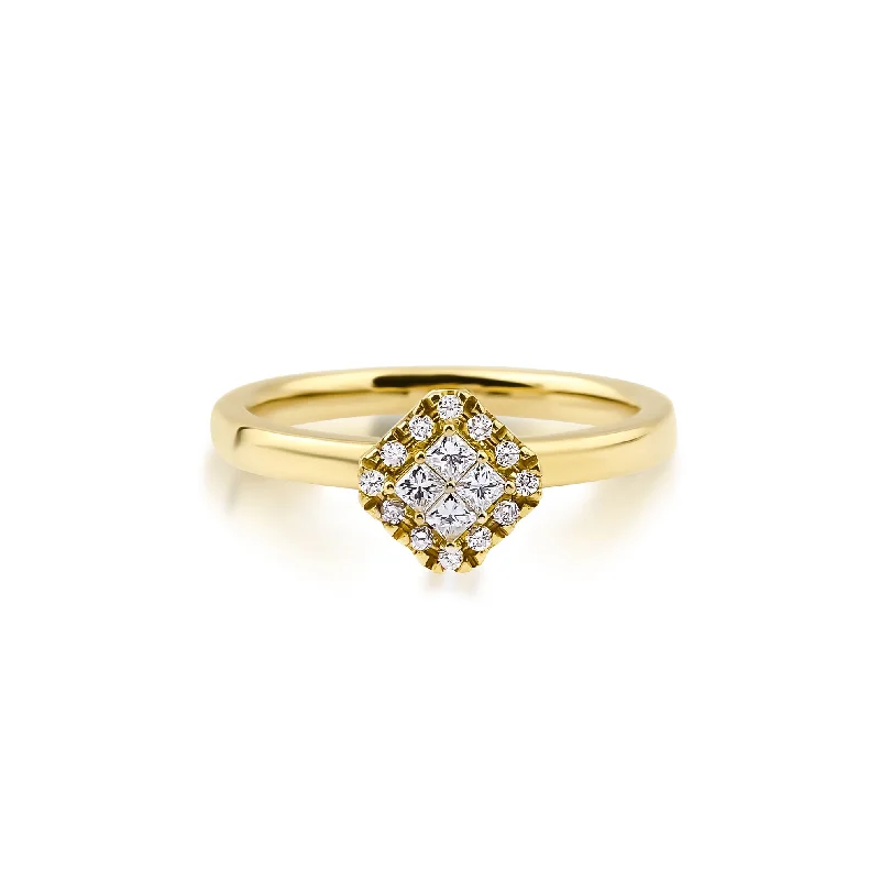 Fortuna 18K Gold Ring w. Diamonds