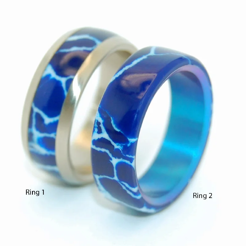 Goblin Ore Drop | Cobalt Stone Titanium Wedding Ring Set