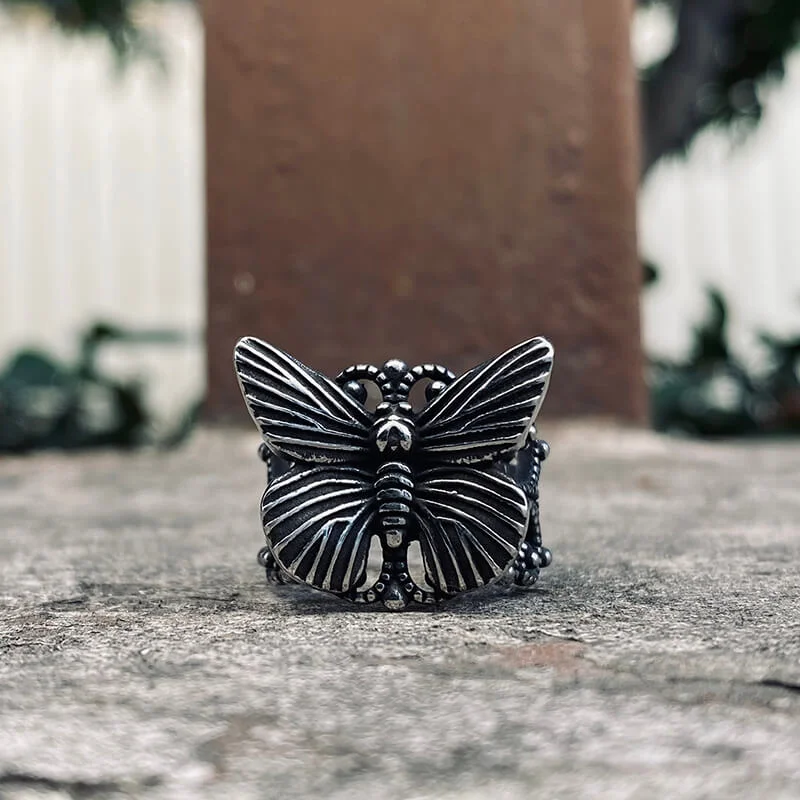 Gothic Butterfly Stainless Steel Animal Ring