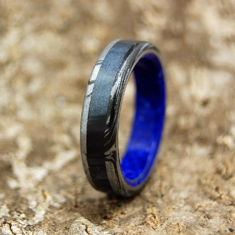 Greek Goddess Of Dark | Men's Black Marbled Resin, Sodalite Stone & Titanium Wedding Ring