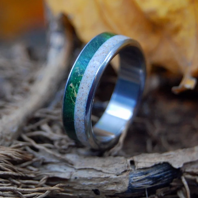 Green Wood & Sand | Men's Wood, Sand & Titanium Wedding Ring