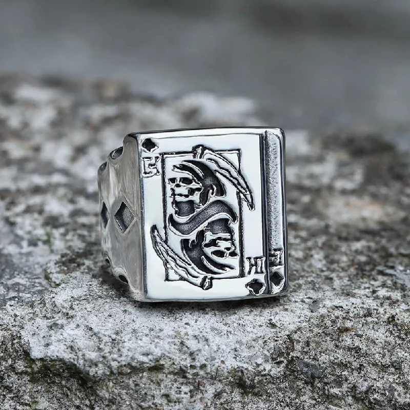 Grim Reaper Poker Stainless Steel Ring