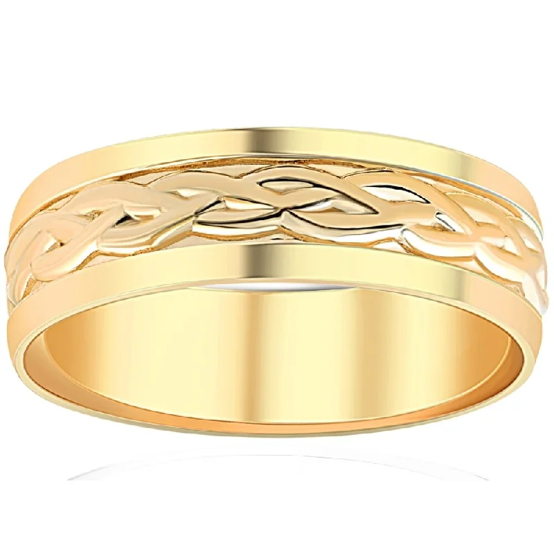 Hand Braided Wedding Band 14K Yellow Gold