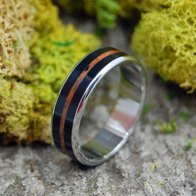 Onyx Redwood | Men's Redwood, Onyx Stone & Titanium Wedding Ring