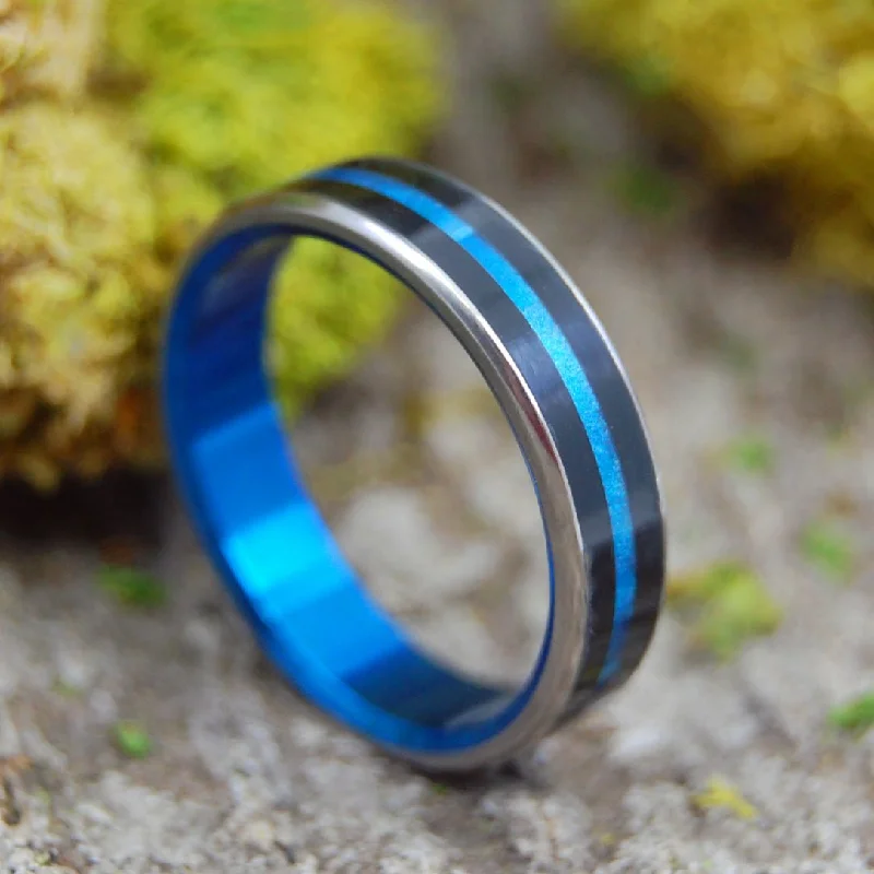 Orion | Men's Onyx Stone, Blue Resin & Titanium Wedding Ring