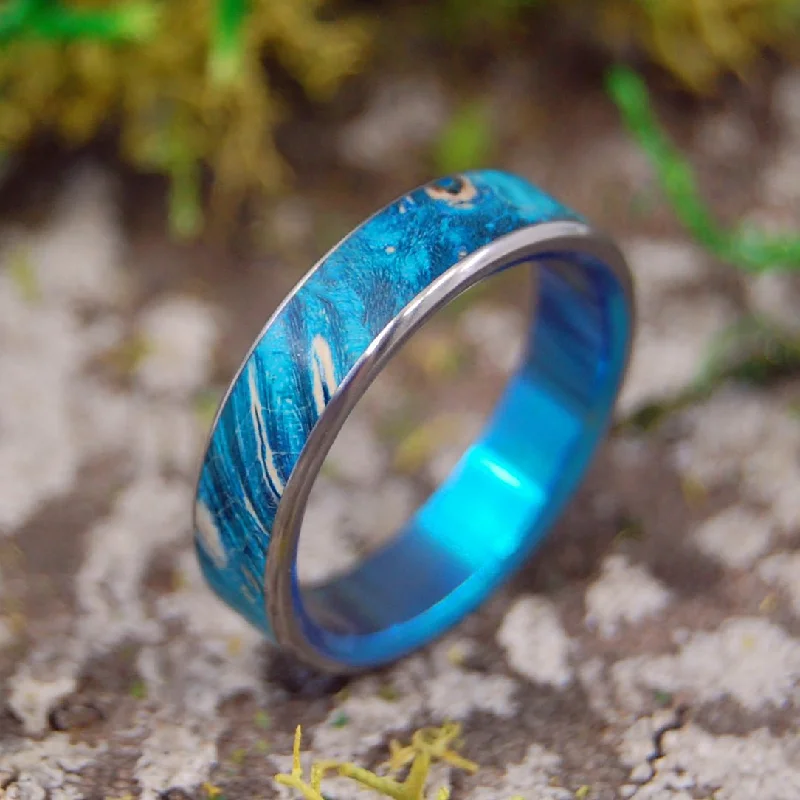 Starry Starry Night Turquoise | Men's Blue Wood & Titanium Wedding Ring