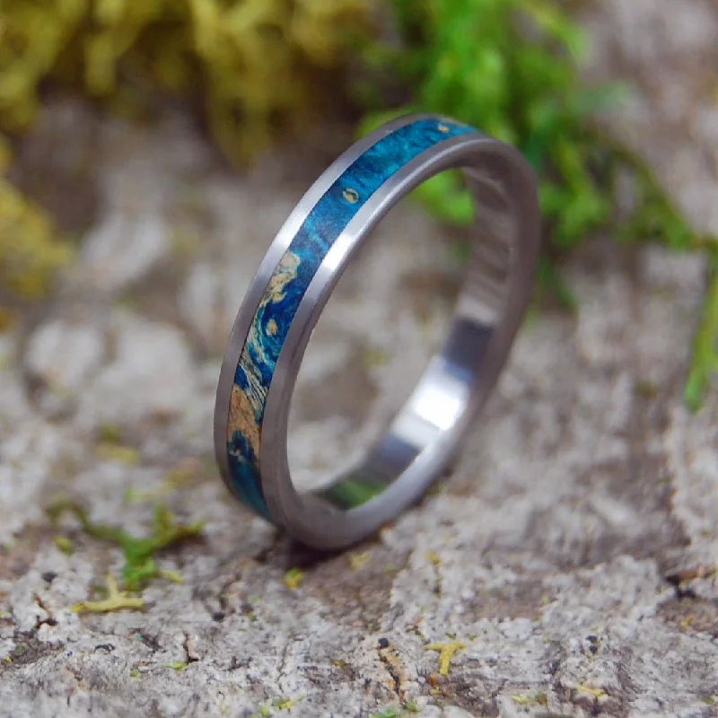 Starry Starry Night | Men's Blue Box Elder Wood & Titanium Wedding Ring