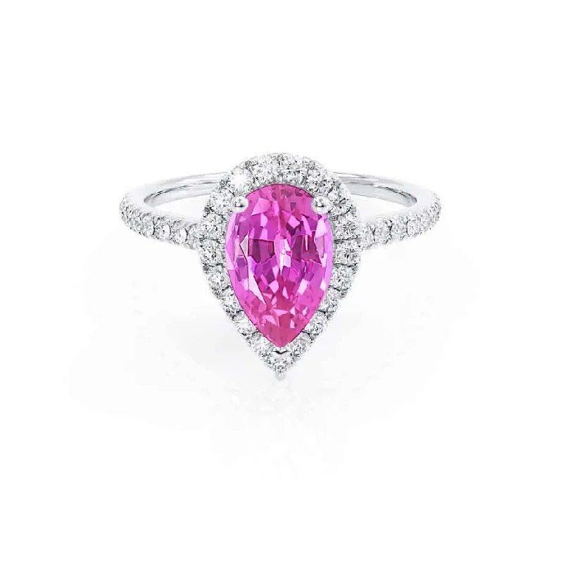 HARLOW - Chatham® Pear Pink Sapphire & Diamond 950 Platinum Halo