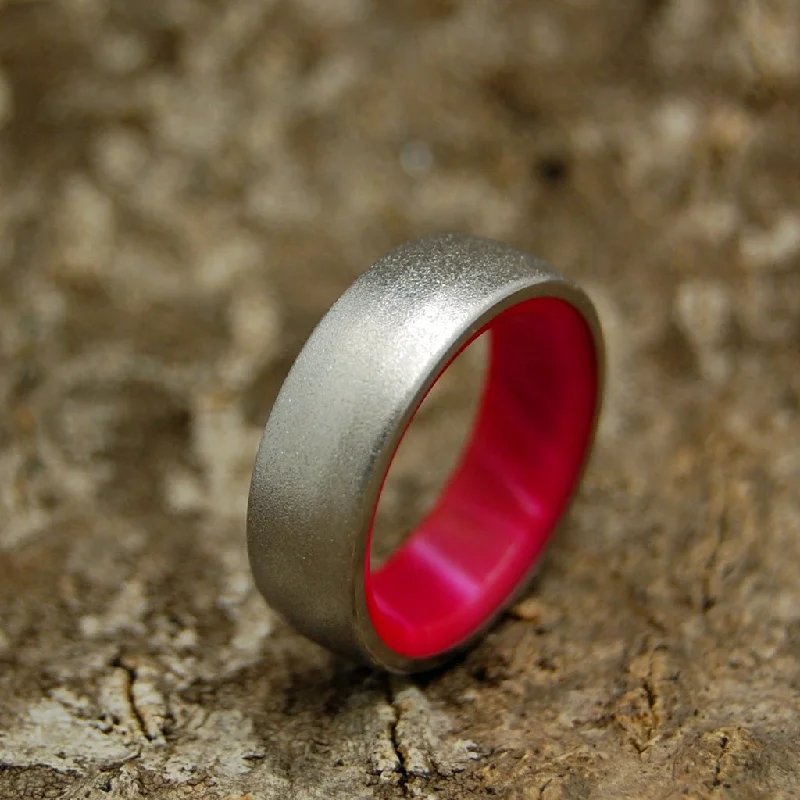 Her Own Soldier | Men's Pink Marbled Resin & Titanium Wedding Ring