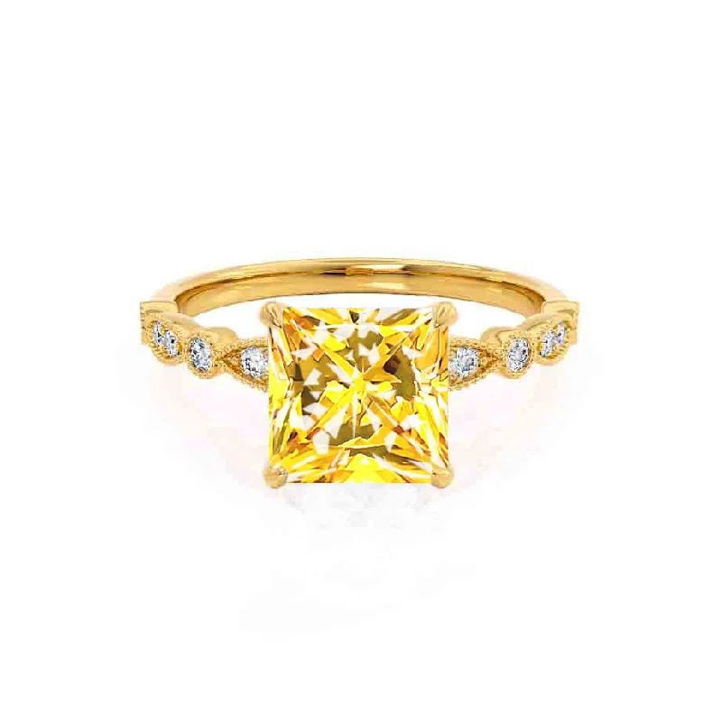 HOPE - Chatham® Princess Yellow Sapphire & Diamond 18k Yellow Gold Vintage Shoulder Set