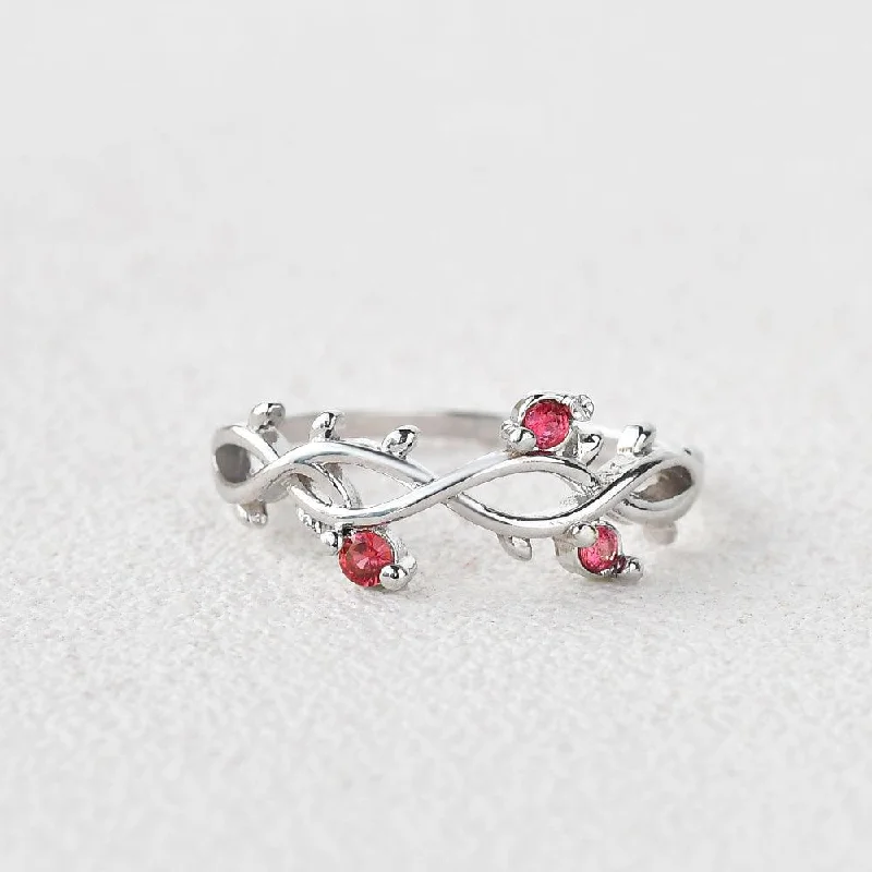 Infinity Garnet Floral Inspired Ring