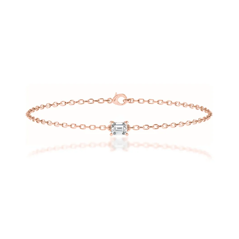 JADA - Lab Diamond Emerald Solitaire Bracelet 18k Rose Gold