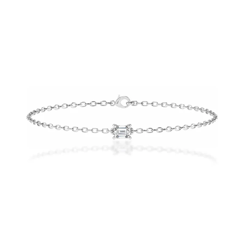 JADA - Lab Diamond Emerald Solitaire Bracelet 18k White Gold