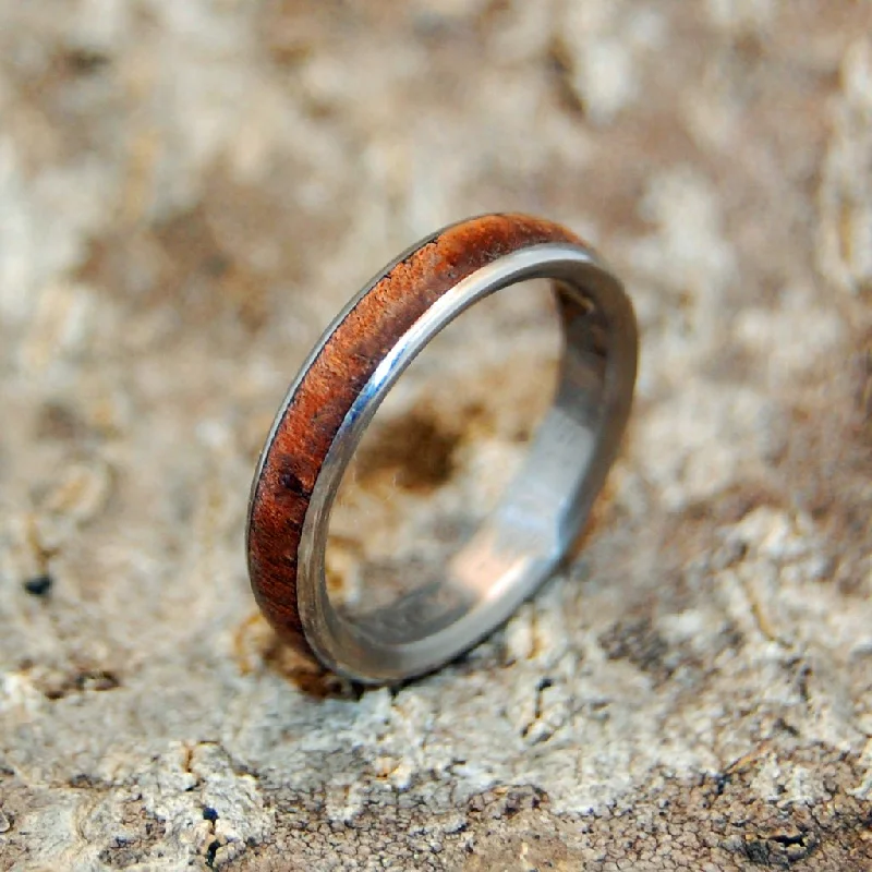 Koa Wood Dome | Men's Koa Wood & Titanium Wedding Ring