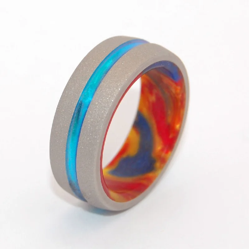 Lava Burst Explosion | Men's Lava Burst Resin & Titanium Wedding Ring